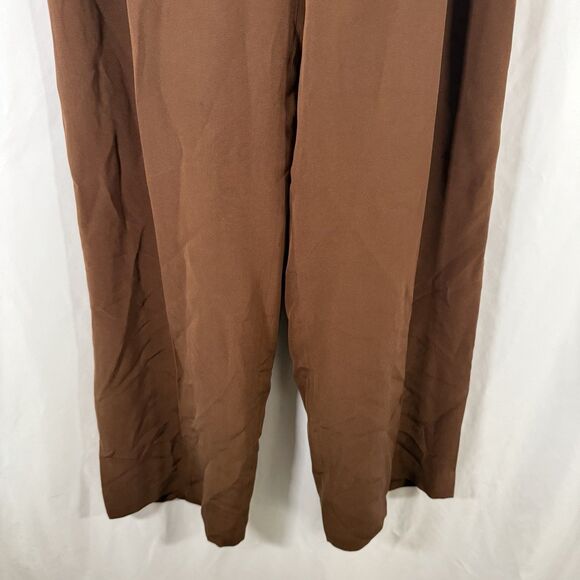 Jones New York Silk Pants Women's 14 Brown Lined Flat Front High Rise - Picture 3 of 10